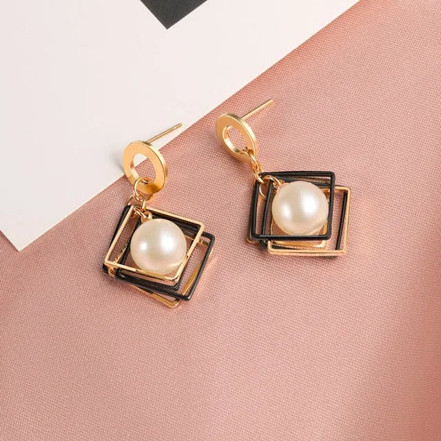 Round Dangle Geometric Drop Earrings For Women