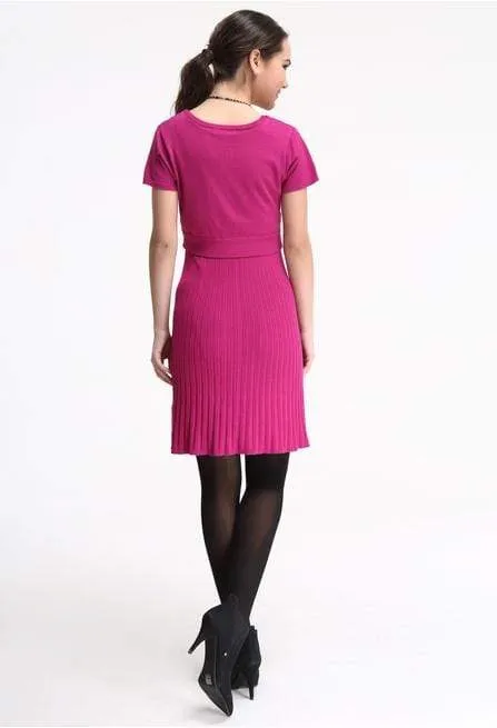 Sherry Rib Collar Dress Plum