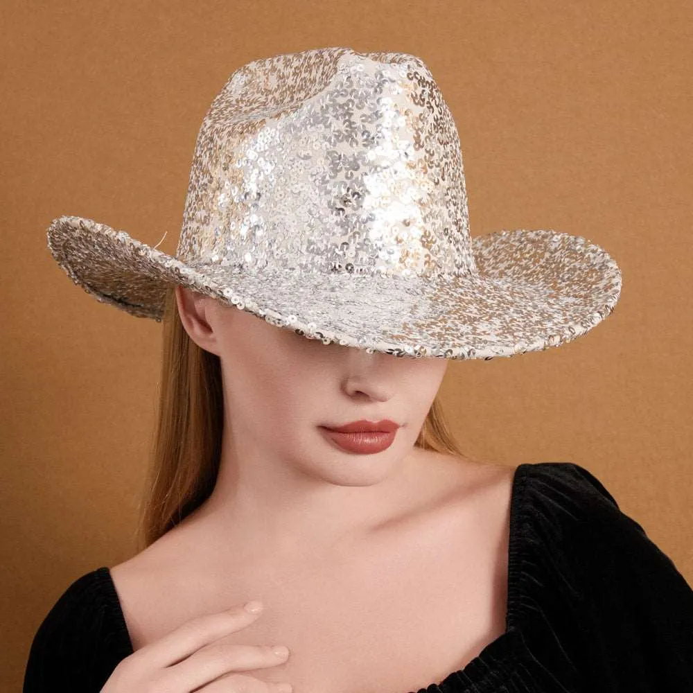 Silver Bling Sequin Cowboy Western Hat for Women