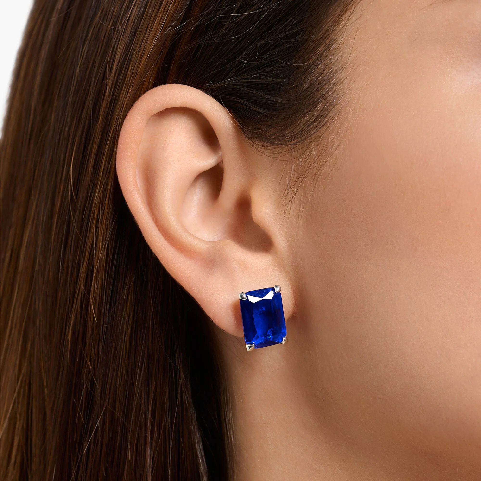 STERLING SILVER HERITAGE BLUE STONE STUD EARRINGS