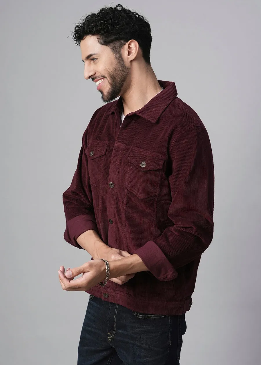 Teddy Lined Corduroy Jacket - Wine