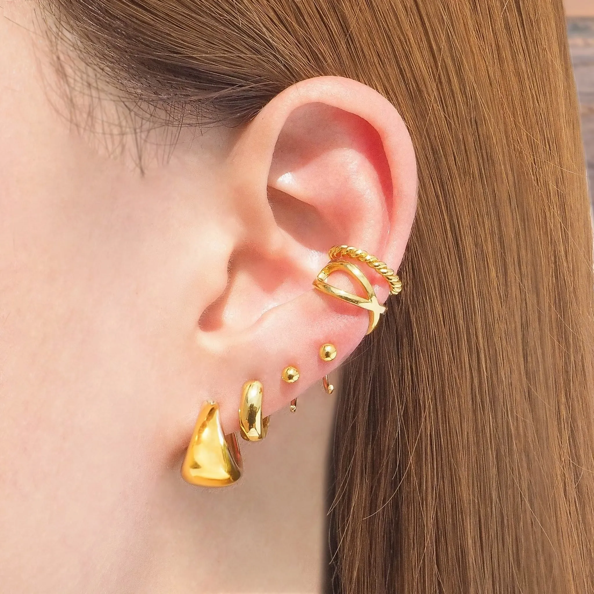 Thick Minimal Huggie Hoop Earrings