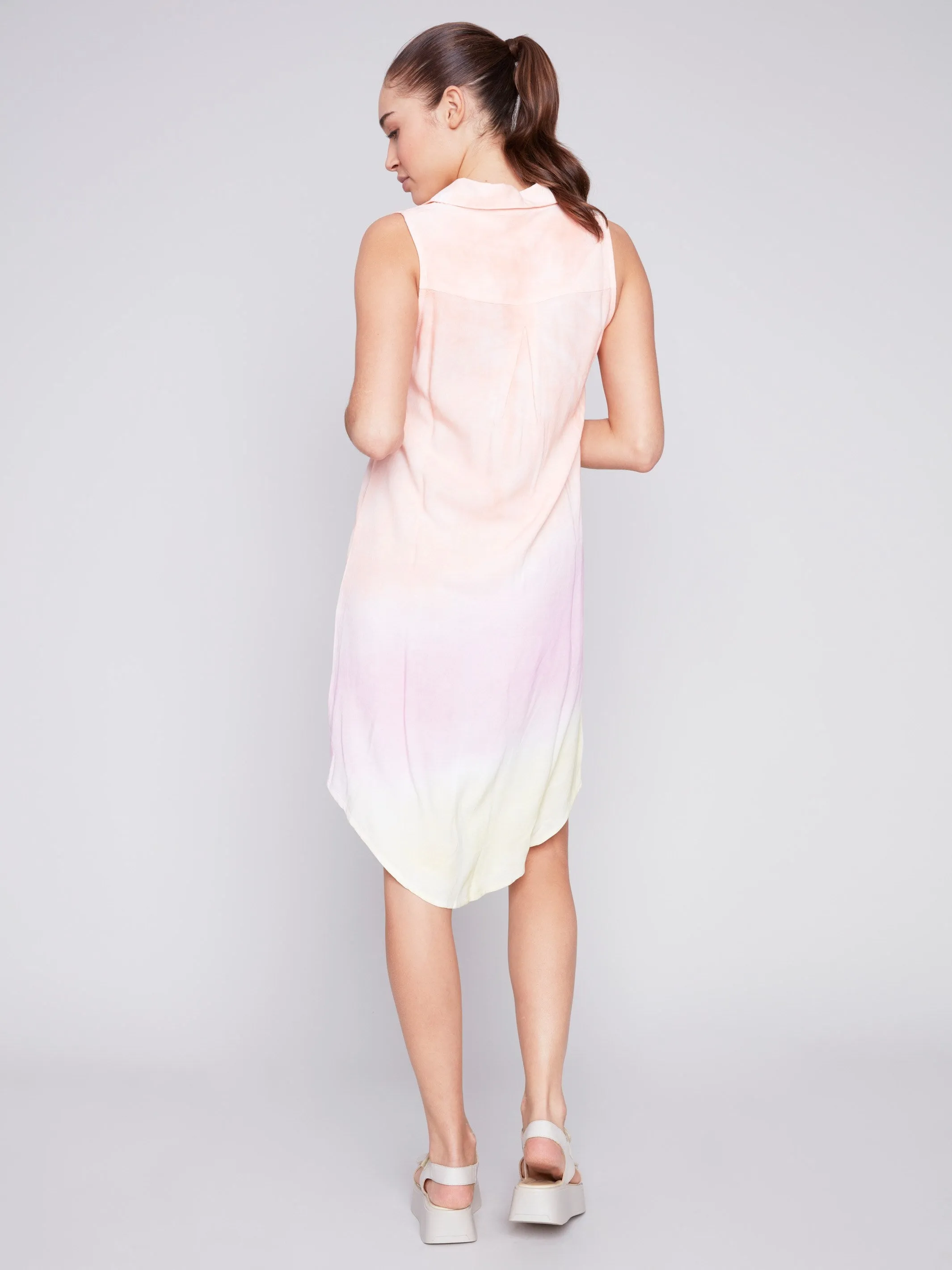 Tie Dye Sleeveless Button-Front Dress - Dawn