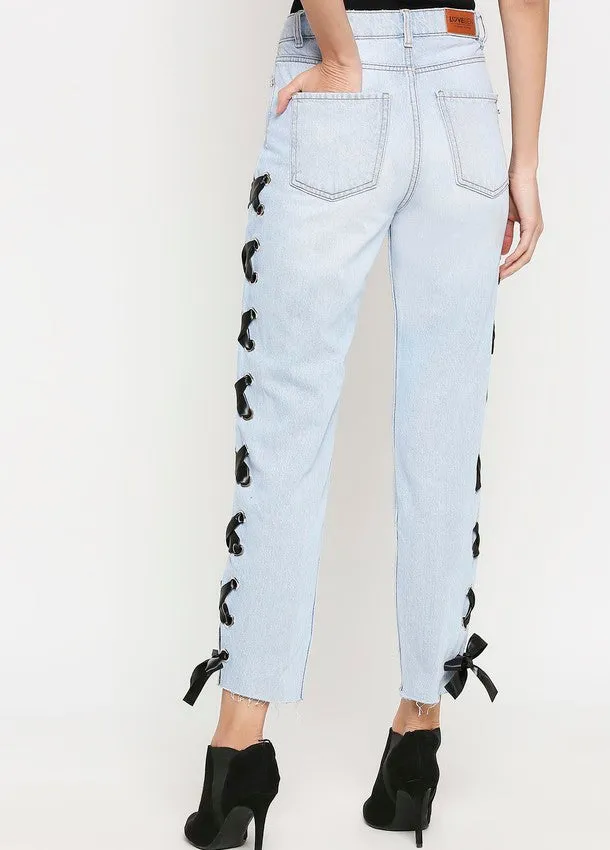 Valencia Mom Jeans Side Eyelet Tape