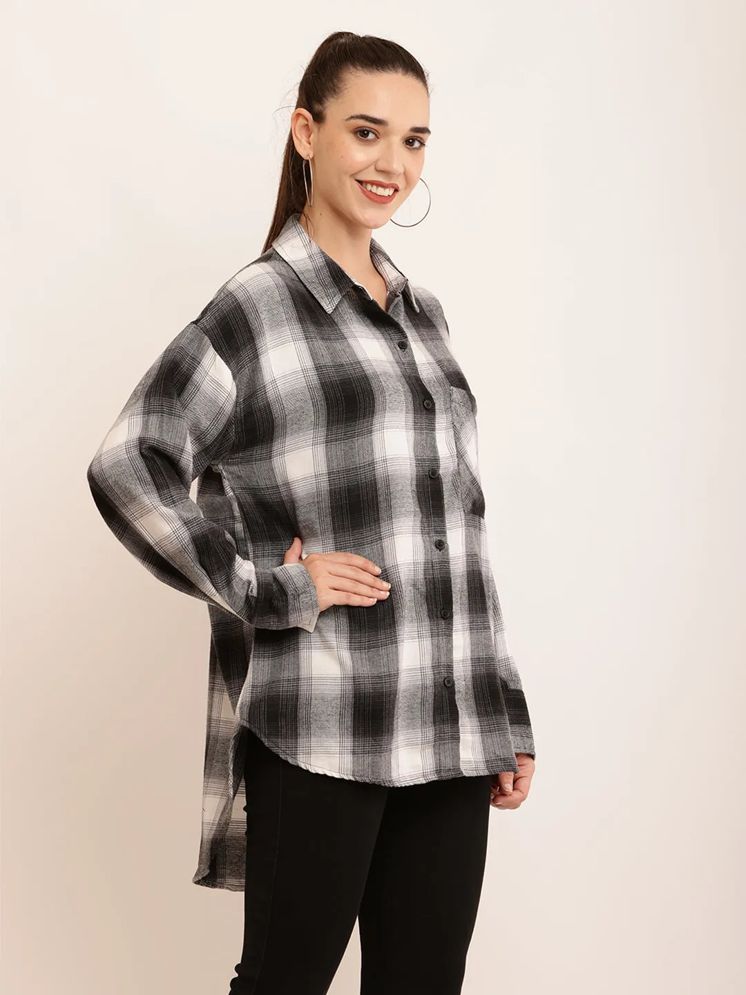 Women Black Checkered Shirt