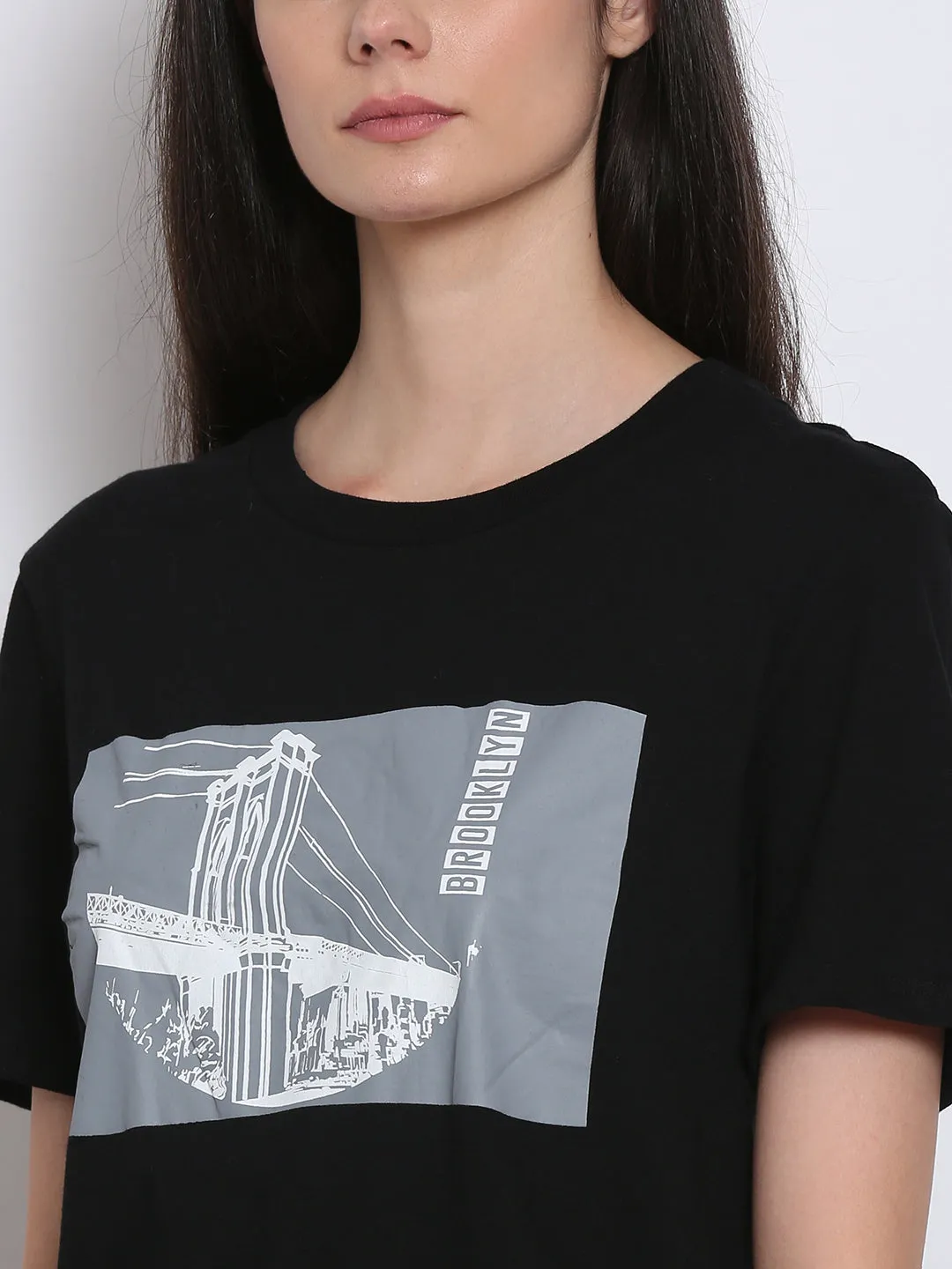 Women Black Graphic Tee