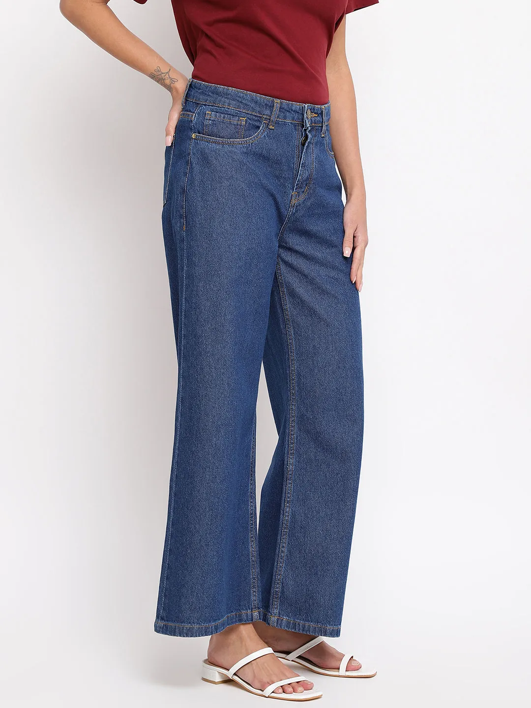 Women Blue High Flared Jeans