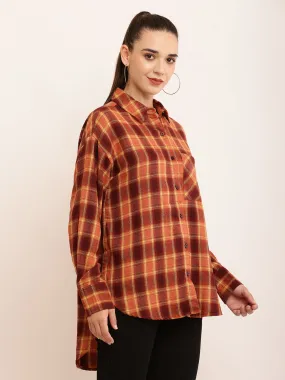 Women Brown Checkered Shirt