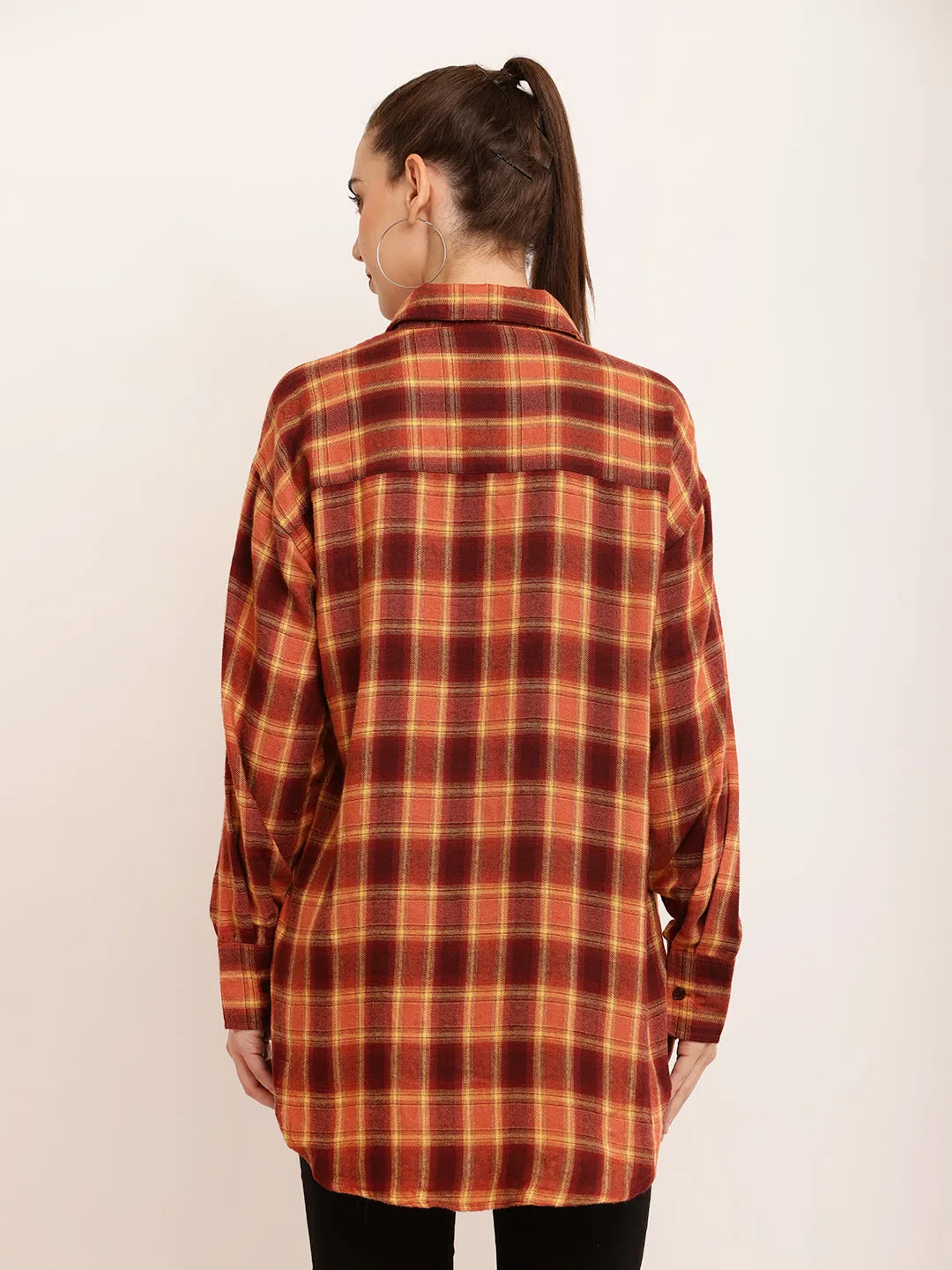 Women Brown Checkered Shirt