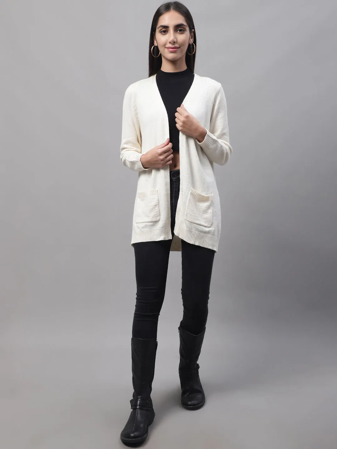 Women Cream Open Shrug