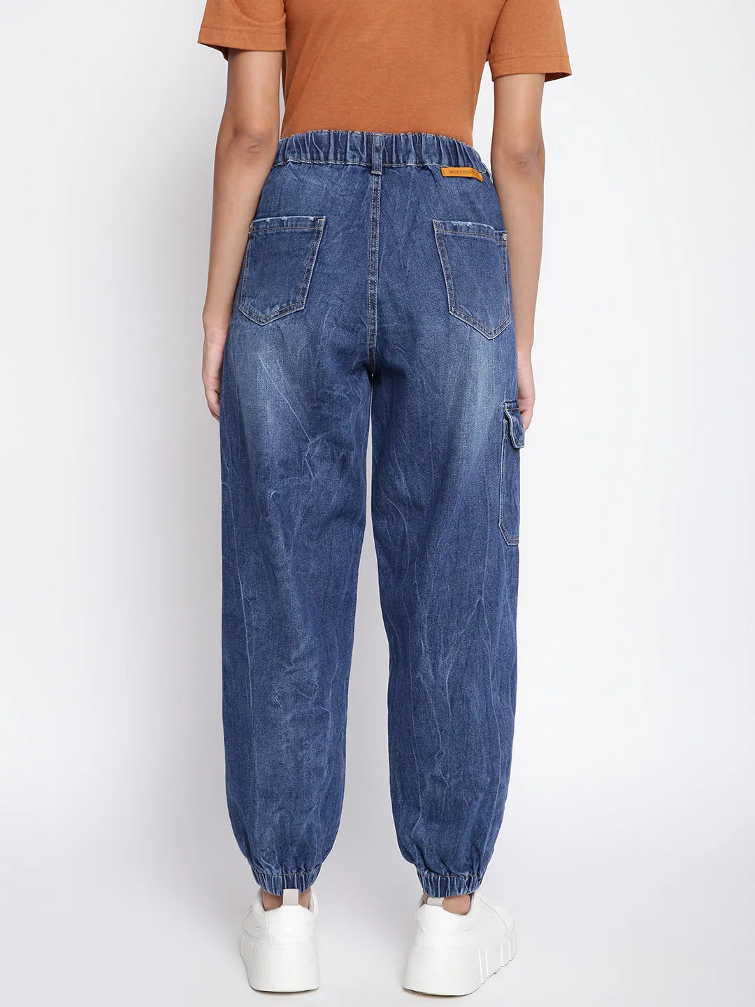 Women Dark Blue Denim Joggers