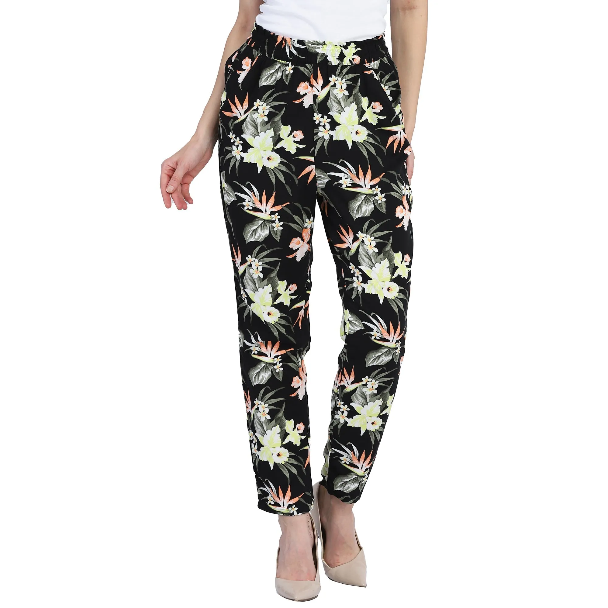 Women Floral Ankle Trousers