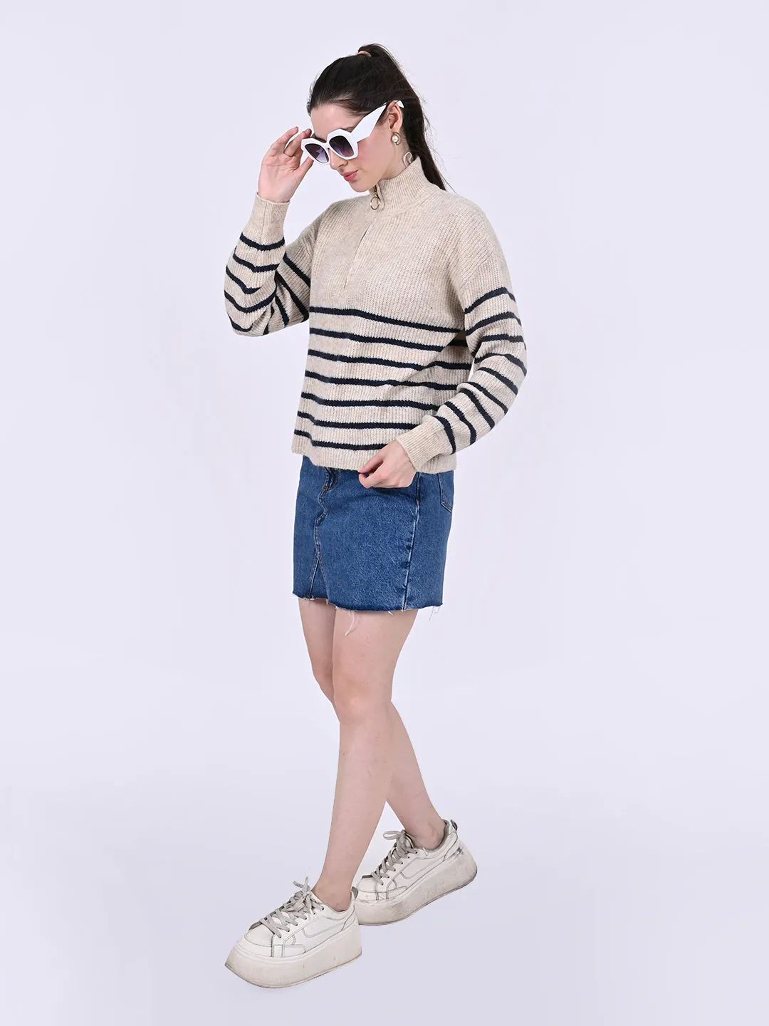 Women Green Oversized Stripe