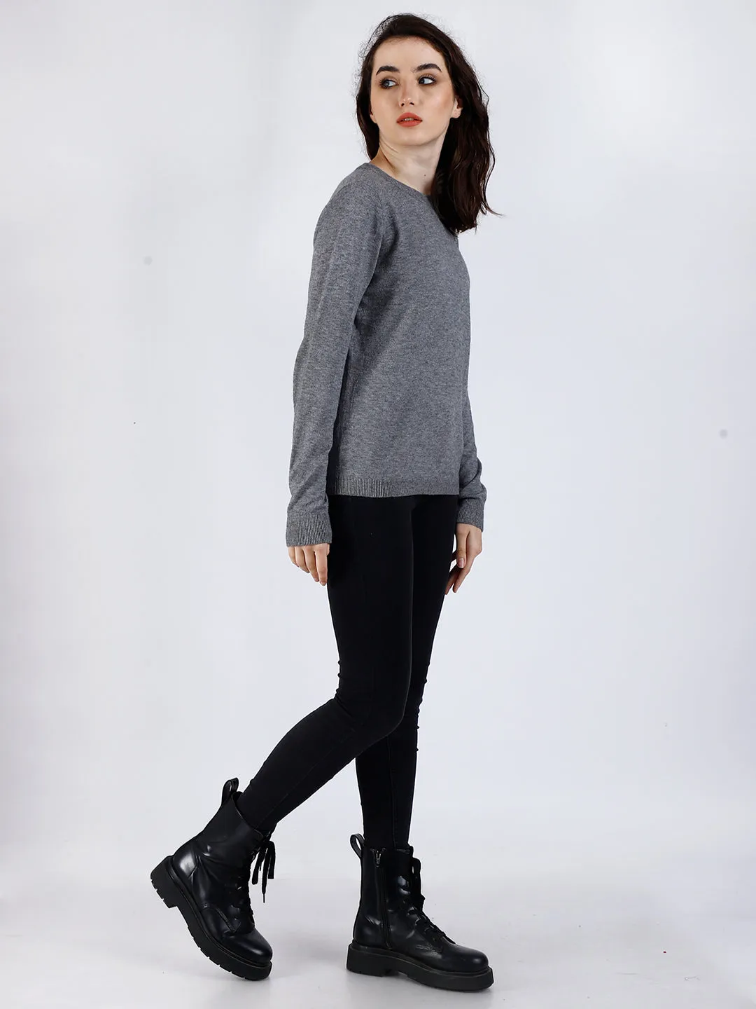 Women Grey Viscose Sweater