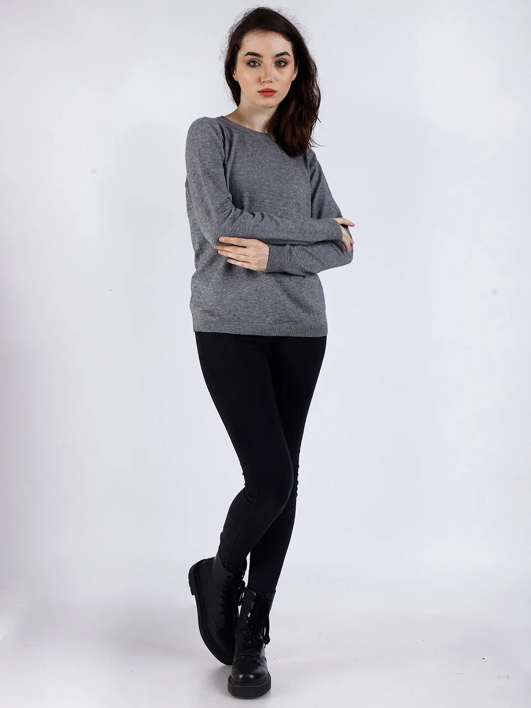 Women Grey Viscose Sweater