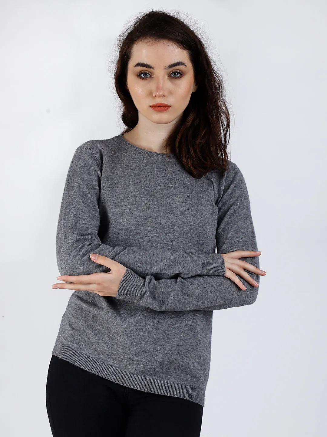 Women Grey Viscose Sweater