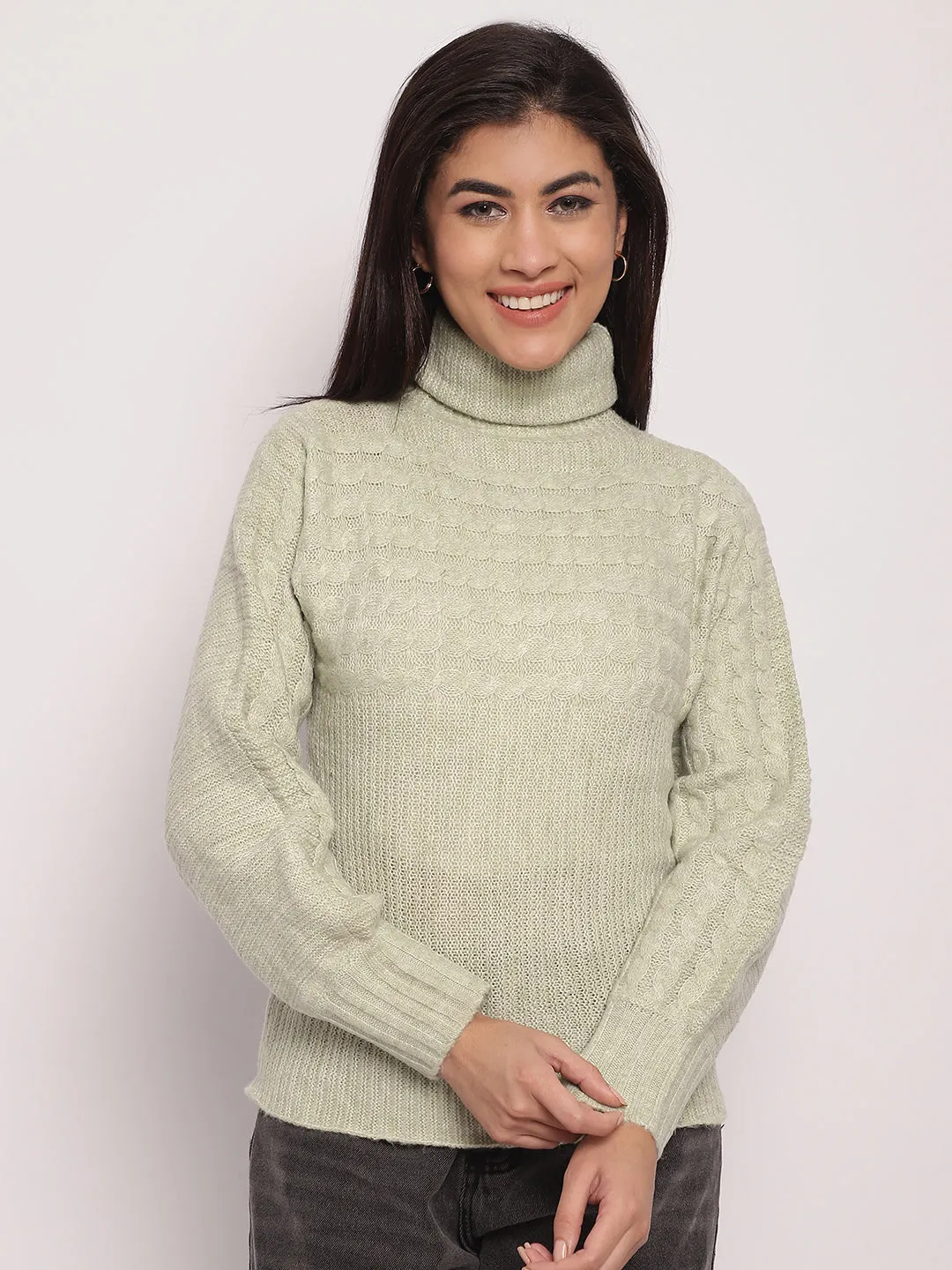 Women Light Green Sweater