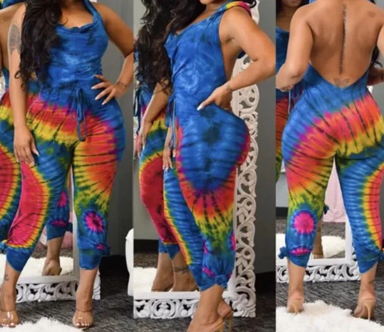 WOMEN MULTICOLORED TIE DYE JUMPSUIT ROMPER