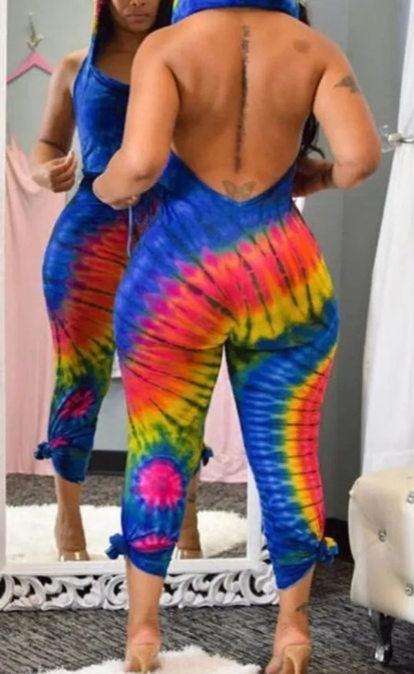 WOMEN MULTICOLORED TIE DYE JUMPSUIT ROMPER