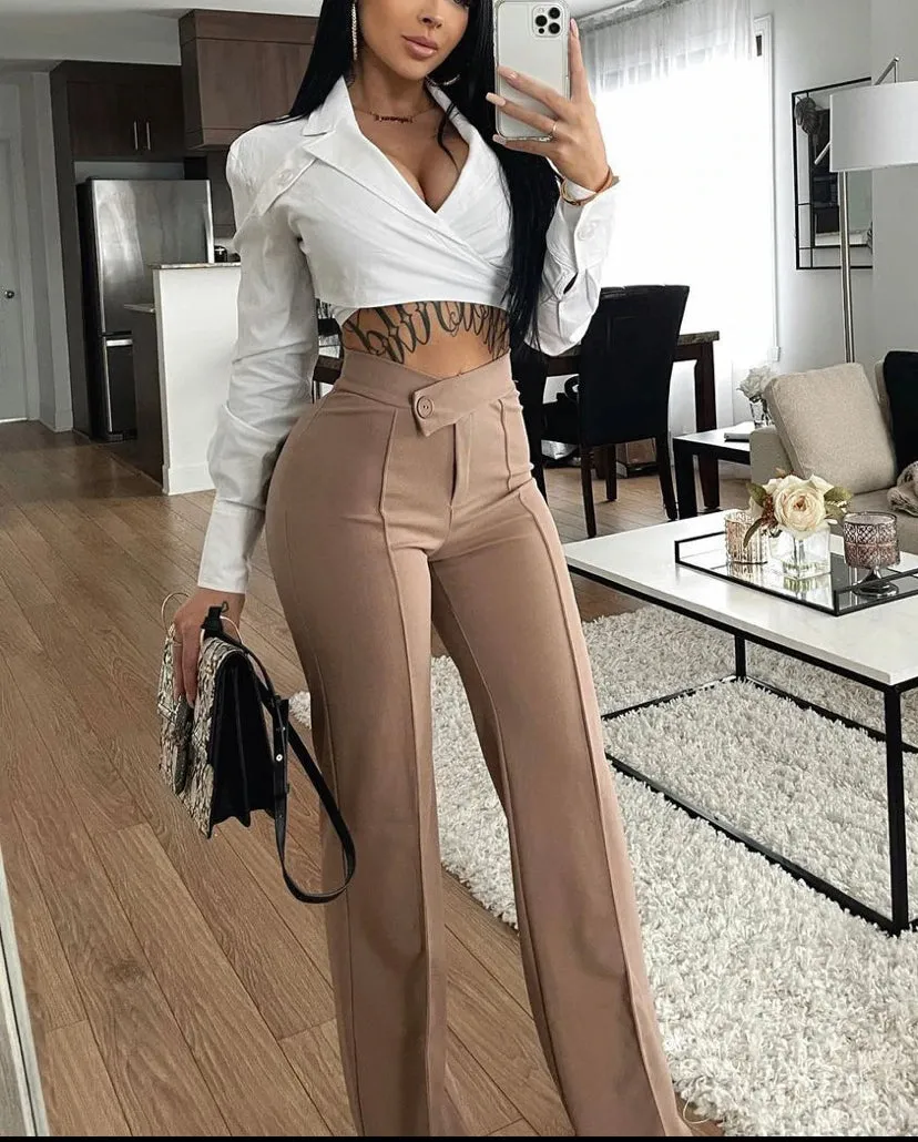 WOMEN PLUS WIDE LEG DRESS PANTS