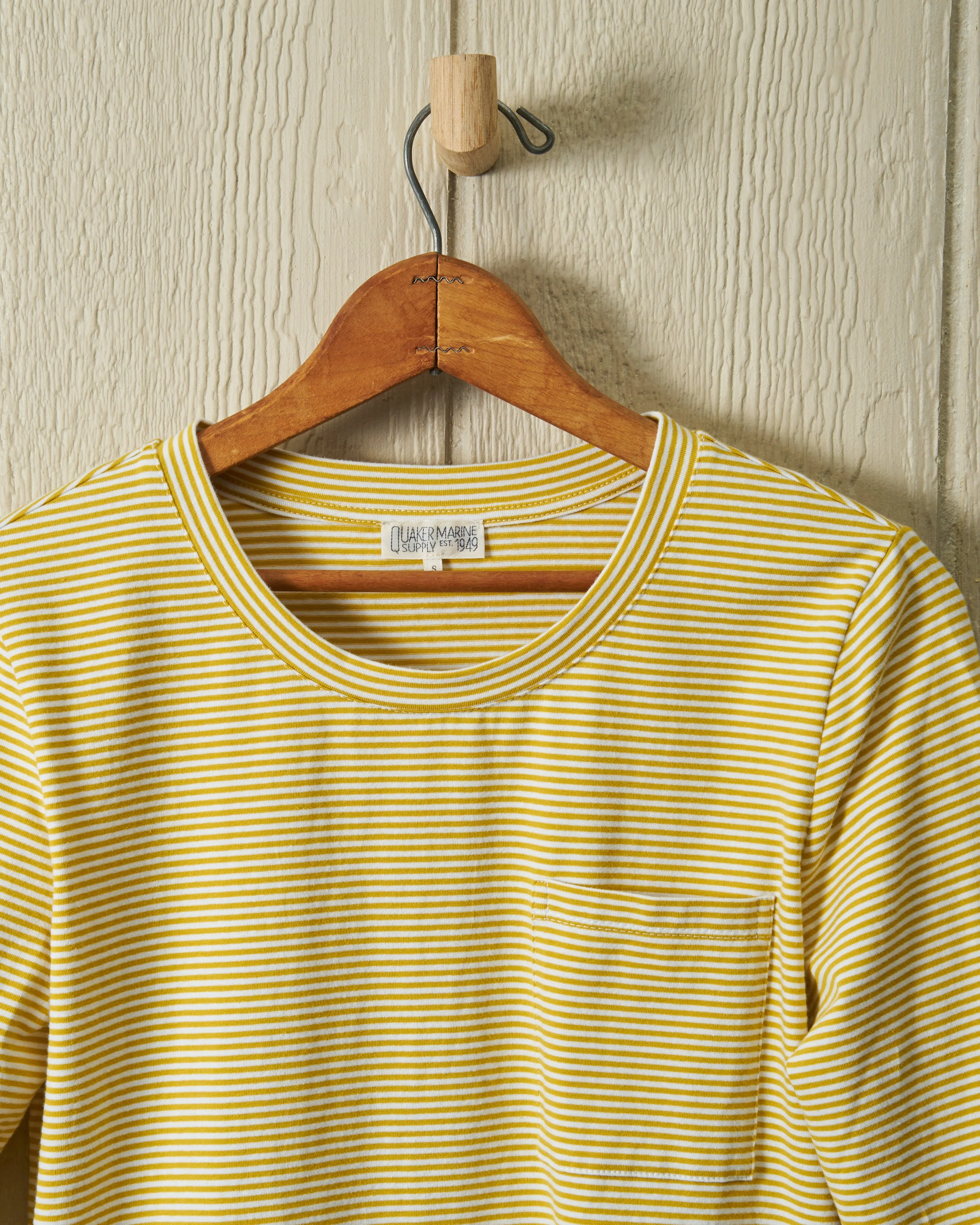 Women's Fine Stripe Crewneck Tee in Citrus/White