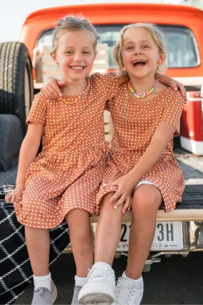 Youth Girls Dress - Texas Orange & White